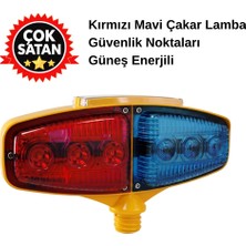 Hayat Trafik Kırmızı-Mavi Ledli Çakar Flaşörlü Solar Lamba - 17X30 cm