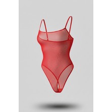 C&city Tül Bodysuit Kırmızı