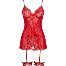 C&city Dantel Detaylı Babydoll Kırmızı