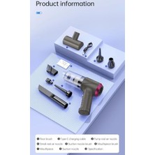 Araba Süpürgesi Dahili Işıklı Taşınabilir Kablosuz, Şarj Edilebilir Süpürge, 18000 Pa Yüksek Güçlü Fırçasız Motor, 4000MAH, Ev, Ofis, Bilgisayar Için Çoklu Başlıklı LT-145 Titanium