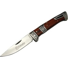 MB3936A Kahverengi Av / Kamp Çakısı 20CM- Manuel, Işlemeli, Kemerlikli, Ahşap Sap