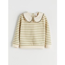 Lc Waikiki Yeni Sezon Bebe Yaka Çizgili Kız Çocuk Sweatshirt