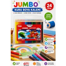 Artlantis 24 Lü Jumbo Kuru Boya Kalemi Plastik Kutulu 1 Paket Fatih Kalın 24 Renk Jumbo Kuruboya Tam Boy Renkli Kalem Kolay Tutuş