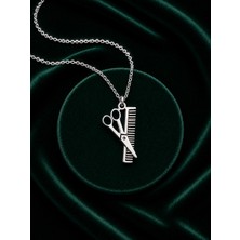 Silvari Silver Kuaför Makas ve Tarak  Unisex Tasarım 925 Ayar Gümüş Kolye