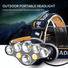 PS-888 Güçlü USB Şarj Edilebilir Profesyonel 8 Modlu 6000 Lümen 8 LED Su Geçirmez Kafa Lambas�