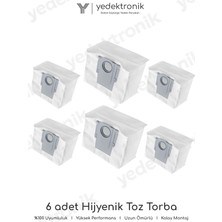 Yedektronik Roborock S8 Plus / S8 Pro Ultra Uyumlu 6'lı Hijyenik Toz Torbası Seti | Yüksek Kalite