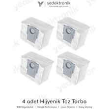 Yedektronik Roborock S8 Plus / S8 Pro Ultra Uyumlu 4'lü Hijyenik Toz Torbası Seti | Yüksek Kalite