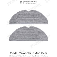 Yedektronik Roborock S8 / S8 Plus / S8 Sonic / S8 Pro Ultra Uyumlu 2'li Füme Mop Bezi Seti | Yüksek Kalite