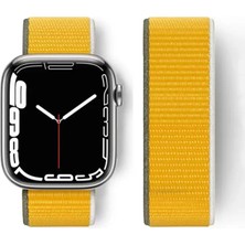 Apple Watch 42MM Hasırlı Cırtcırtlı Kordon - Sarı