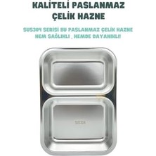 700ML Lunchbox Tek Katlı 2 Bölmeli Çelik Sefer Tası Yemek Kutusu (Turkuaz)