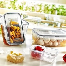 5dm-2 Bölmeli Sızdırmaz Contalı Kilitli Kapaklı 1 Litre Erzak Saklama Kabı -LC505