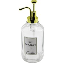Artisan Cappadocia Yuvarlak Cam Şişe - Şeffafsıvı Sabunluk 500ML Pompa - Musluk Ayrık Model Başlı (5639)