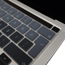 MacBook Pro Türkçe Q Klavye Koruyucu A2338 M1/m2 A2251 A2289 A2141 Uyumlu Silikon Keyboard Cover Touch Bar 13 Inç 16 Inç Siyah Gri