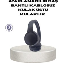 Bluetooth 5.0 Siyah Kablosuz Kulaklık 18 Saat Batarya Katlanabilir Tasarım
