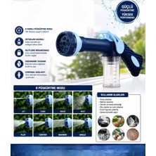 Dmax DMX-4223 8 Fonksiyonlu Deterjan Hazneli Sulama Yıkama Tabancası