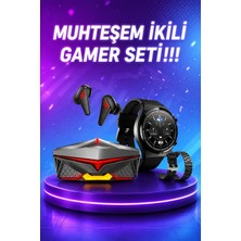 Anc Özellikli Bluetooth Kulaklık ve Amoled Ekran Akıllı Saat Uyku ve Sağlık Takibi Nabız Öl�