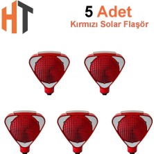Hayat Trafik Solar Flaşörlü Ledli Lamba Seti Kırmızı 5 Adet