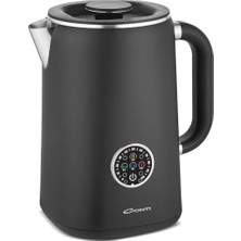 CK-300 Therma Dijital Kettle 1.7l | Dokunmatik Ekran | Sıcak Tutma Fonksiyonu | Double Wall El Yakmayan Gövde | Çay, Kahve, Bitki Çayı ve Mama Suyu Modları | Siyah