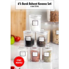 6'lı Barok Yuvarlak Baharat Kavanoz Seti & Saklama Kabı & Erzak Kabı (6*250 Ml)