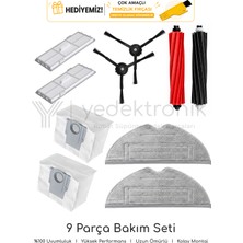 Yedektronik Roborock S8 / S8 Plus / S8 Sonic / S8 Pro Ultra Uyumlu 9 Parça Bakım Seti (Gri Mop Bezli) | Yüksek Kalite