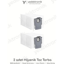 Yedektronik Roborock Qrevo C / Qrevo C Pro / Qrevo Curv / Qrevo Curv 5A1 / Qrevo Edge 5V1 Uyumlu 2'li Hijyenik Toz Torbası Seti | Yüksek Kalite