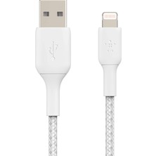 Belkin Örgülü Yıldırım Kablosu (Hızlı Şarj Lightning - USB Kablosu) Mfi Sertifikalı Şarj Kablosu, Ör