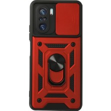 Xiaomi Poco F3 Kılıf Pars Lens Yüzüklü Silikon - Kırmızı