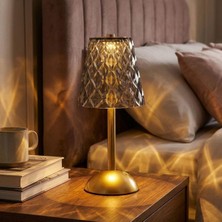 Artisan Cappadocia Uzun Klasik Gri Baklava Model LED Masa Lambası – Dokunmatik, 3 Renk Işık Modlu, Şarjlı Dekoratif Gece Lambası (5639)