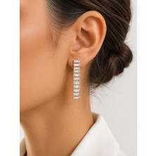cm Jewelry Su Yolu Zirkon Taşlı Gold Çelik Küpe