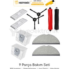 Yedektronik Roborock S8 / S8 Plus / S8 Sonic / S8 Pro Ultra Uyumlu 9 Parça Bakım Seti (Yer Mop Bezli) | Yüksek Kalite