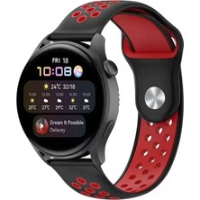 Watch 20MM Spor Delikli Kordon - Siyah-Kırmızı