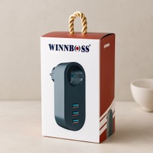 Termal Akım Korumalı Duvar Priz 1+3 USB 2500W 10A