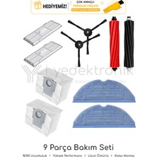 Yedektronik Roborock S8 / S8 Plus / S8 Sonic / S8 Pro Ultra Uyumlu 9 Parça Bakım Seti (Mavi Mop Bezli) | Yüksek Kalite