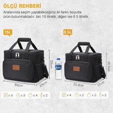 Termal Çanta, Soğuk Sıcak Tutucu Yalıtımlı Beslenme Çantası, Soğutucu Buzluk Yemek Çantası 8,5l - Siyah
