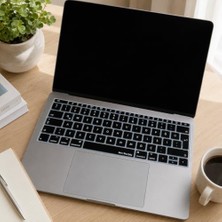 MacBook Klavye Koruyucu A1534 A1708 Uyumlu Türkçe Q Baskılı Silikon Klavye Koruyucu Uk Enter Siyah