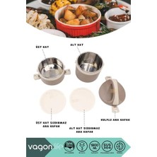 1800ML Lunchbox 2 Katlı 4-6 Saat Sıcak/soğuk Termos Özellikli Çelik Sefer Tası Yemek Kutusu (Kahverengi)