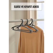 3 Lü Geniş Kıyafet ve Elbise Askısı Füme 43 cm
