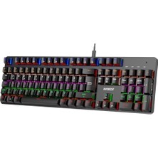 Kb-Mekanik 1 Lumos USB Rainbow Aydınlatmalı Full Anti-Ghosting Mekanik Gaming Oyuncu Klavye (Siyah (Blue Switch))