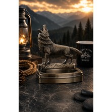 Onr Store Kurt Figürlü Metal Küllük & Çakmak Dekoratif Masaüstü Hediyelik Premium