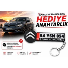 YSN Sounds Citroen Logolu ve Plakalı Anahtarlık , Kişiye Özel - Hediyelik Citroen Araç Plaka Anahtarlık - Plakalık Şeklinde Citroen Anahtarlık