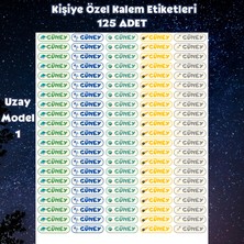 Atatuğ Hediyelik Kişiye Özel Uzay Temalı Kalem Etiketi 125 Adet - Isim Yazılı Sticker