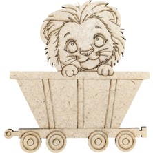 Ardecem Bilgisayar Boyanabilir Ahşap Vagonlu Aslan Figürü 13X13 cm 10 Adet