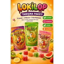 Lokilop Tanışma Paketi 3 Adet x 90G Jelatinsiz Glikozsuz Glutensiz Vegan Ekşi Tatlı Yumuşak Şekerleme