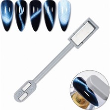 Aba Nails Çift Uçlu Çizgi Efekt Geniş ve Çift Bar Kedi Gözü Oje Mıknatısı Cat Eye Magnet Gri 2HCAT01