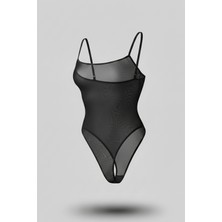 C&city Tül Bodysuit Siyah
