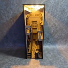 Ardecem Bilgisayar Vahşi Batı Kovboy Kasabası Book Nook Kitap Tutucu - Dıy Ahşap Minyatür Maket Kit
