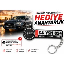 YSN Sounds Audi Logolu ve Plakalı Anahtarlık , Kişiye Özel - Hediyelik Audi Araç Plaka Anahtarlık - Plakalık Şeklinde Audi Anahtarlık