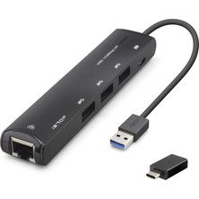 Skygo USB Type-C 3.2 Gen1 Hub Gigabit Lan 4 Port 5 Gbps Siyah HDX7897