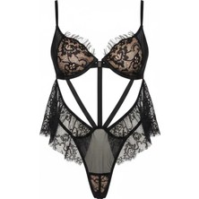 C&city Dantel Detaylı Bodysuit Siyah