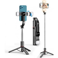 Misda Store Işıklı Selfie Çubuğu Uzaktan Kumandalı 116 cm Tripod Özçekim Alüminyum Masa Üstü Tripod